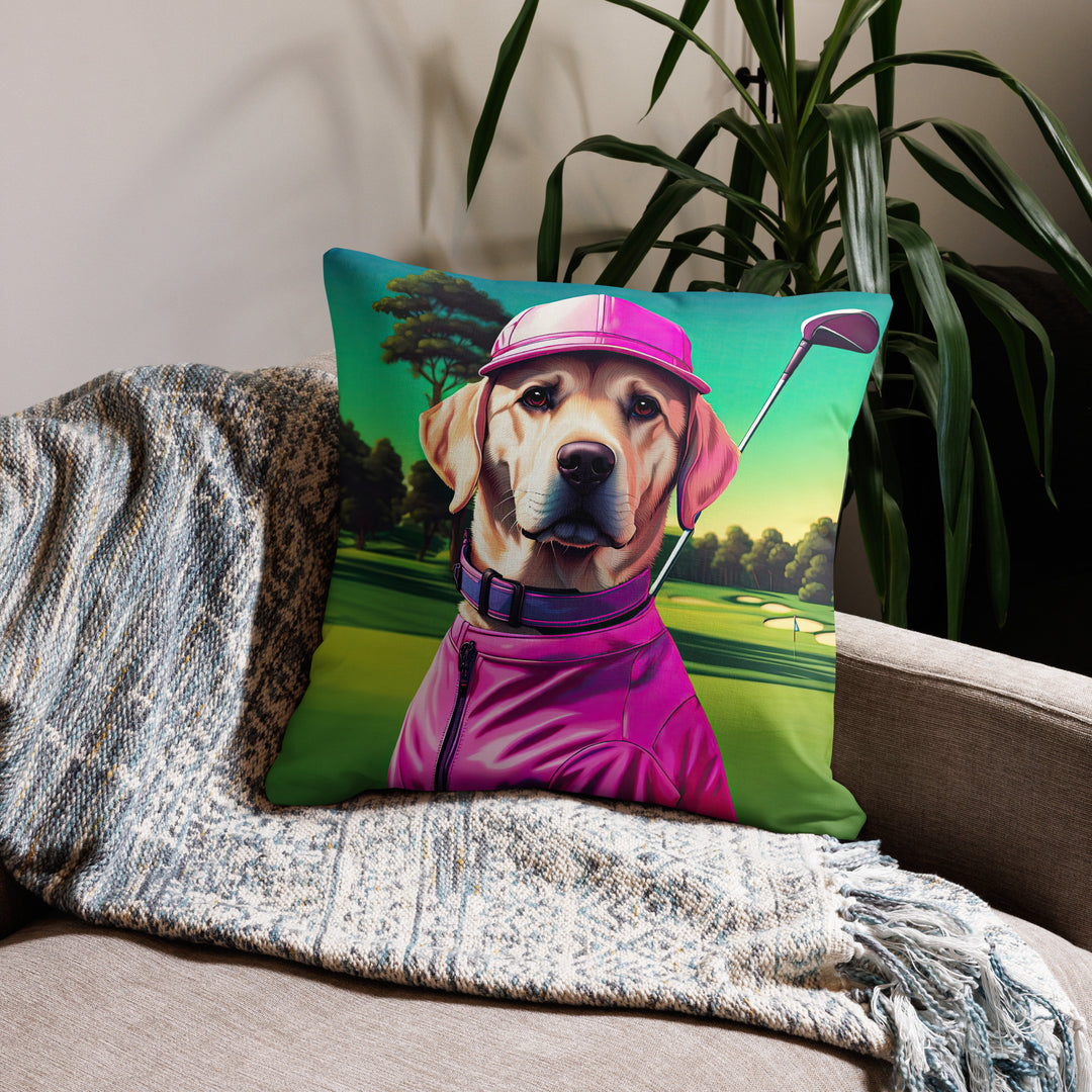 Premium Pillow-Labrador Retriever Golfer V16