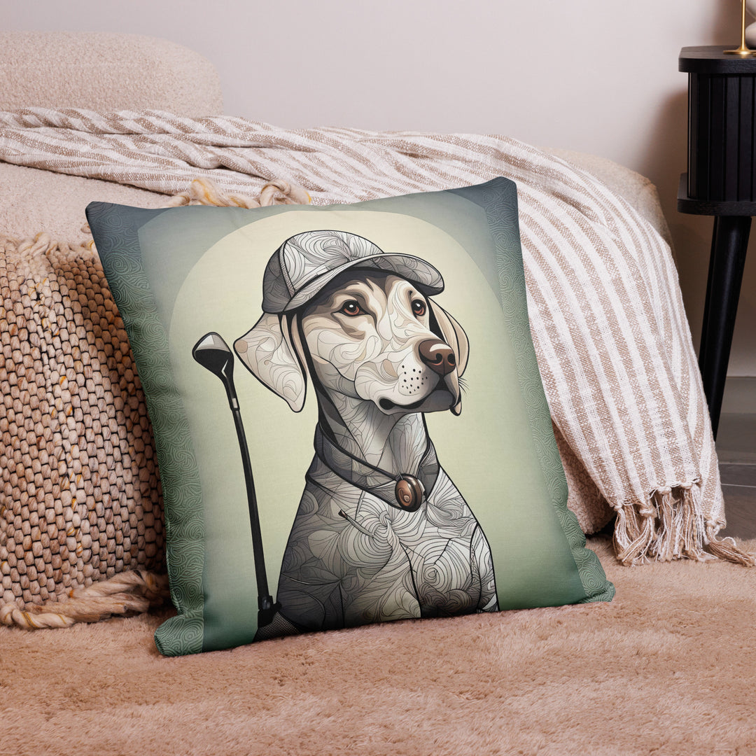 Premium Pillow-Labrador Retriever Golfer V22