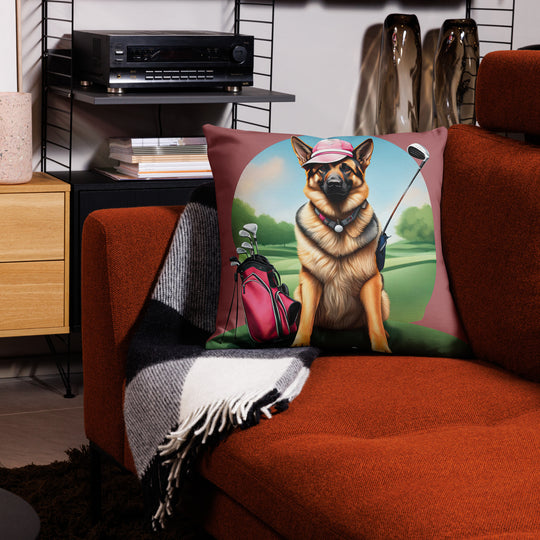 German Shepherd Golfer- Premium Pillow v3