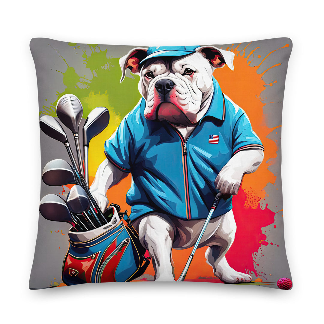 Bulldog Golfer- Premium Pillow v3