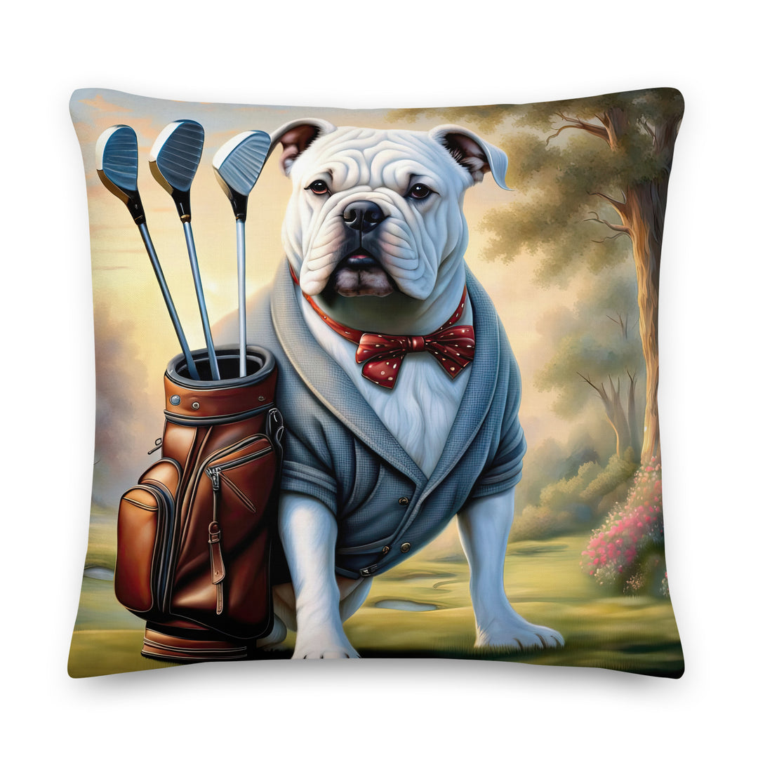 Bulldog Golfer- Premium Pillow v4