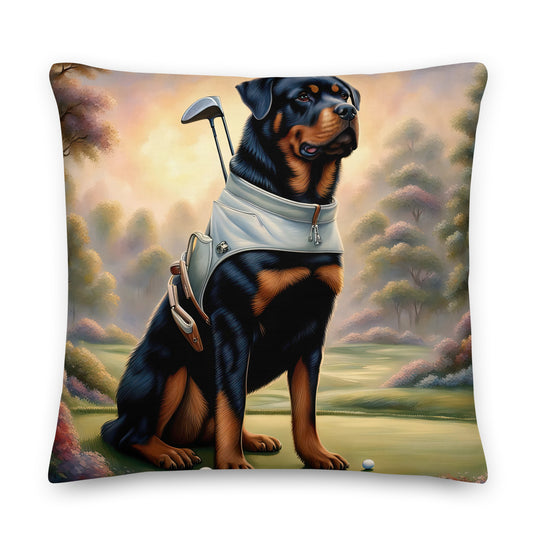 Rottweiler Golfer- Premium Pillow v3
