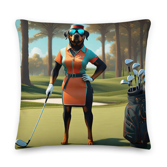 Rottweiler Golfer- Premium Pillow v4
