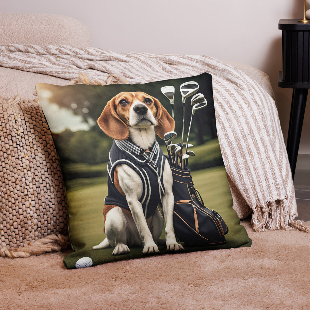 Beagle Golfer- Premium Pillow