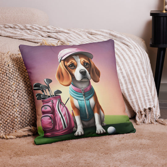 Beagle Golfer- Premium Pillow v3