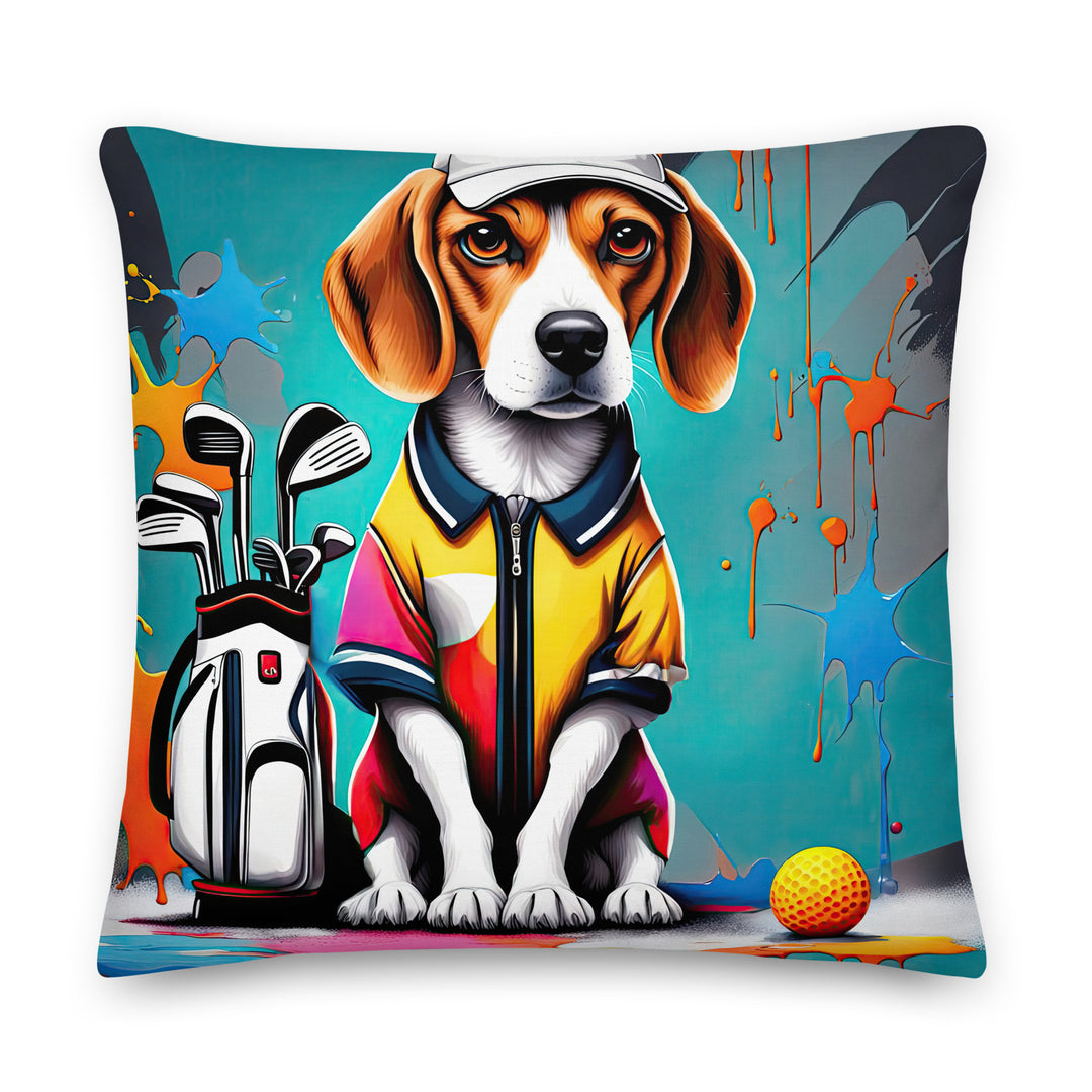 Beagle Golfer- Premium Pillow v4