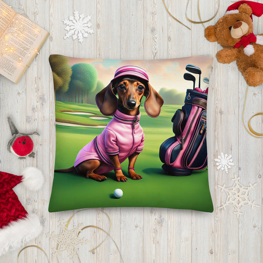 Dachshund Golfer- Premium Pillow v2