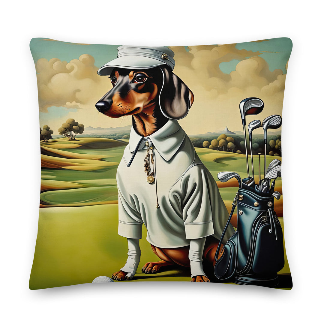 Dachshund Golfer- Premium Pillow v3