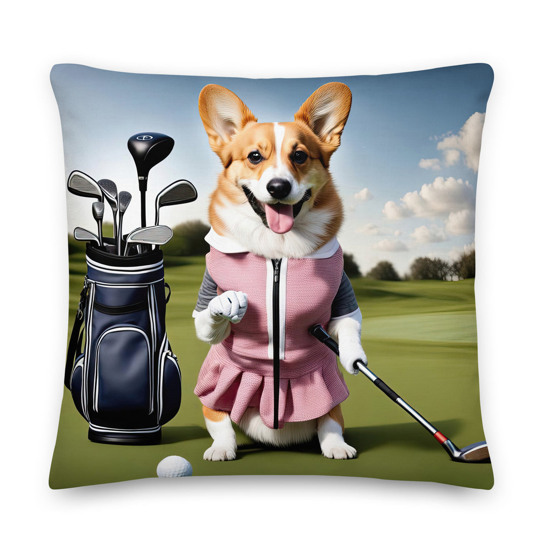 Pembroke Welsh Corgi Golfer- Premium Pillow v5