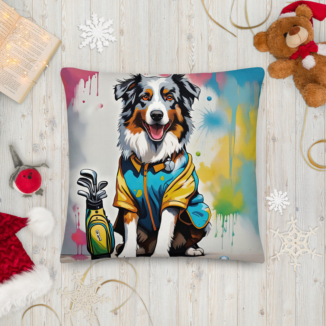 Australian Shepherd Golfer- Premium Pillow v3