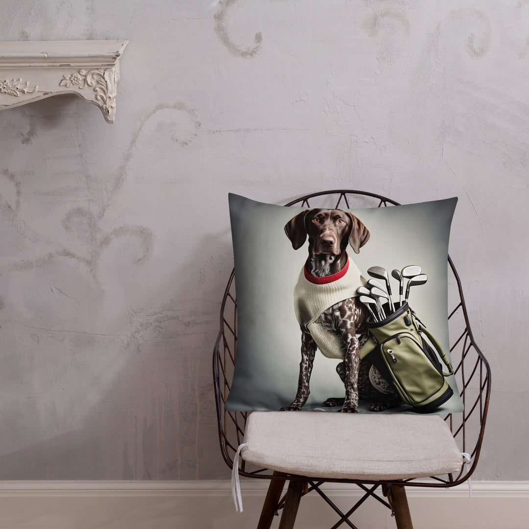 German Shorthaired Pointer Golfer- Premium Pillow v4