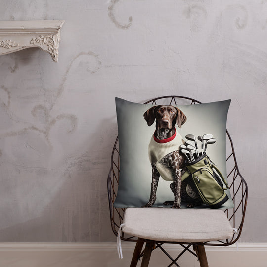 German Shorthaired Pointer Golfer- Premium Pillow v4