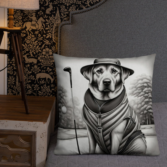 Premium Pillow-Labrador Retriever Golfer V7