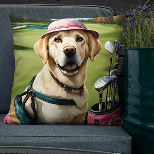 Premium Pillow-Labrador Retriever Golfer V19