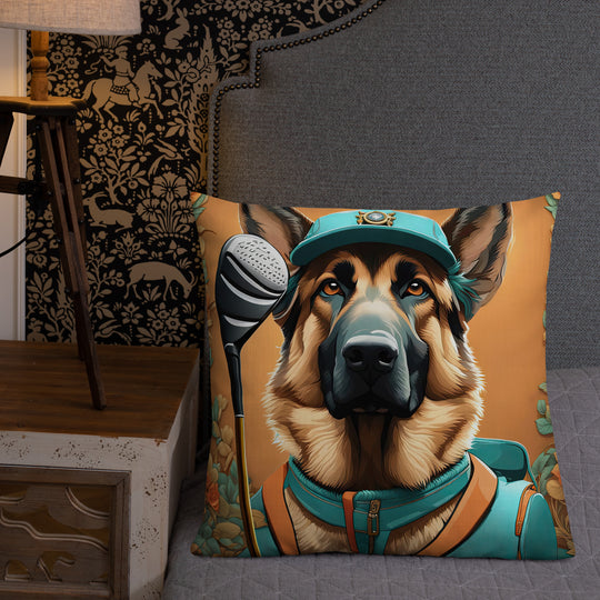 German Shepherd Golfer- Premium Pillow