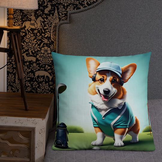 Pembroke Welsh Corgi Golfer- Premium Pillow