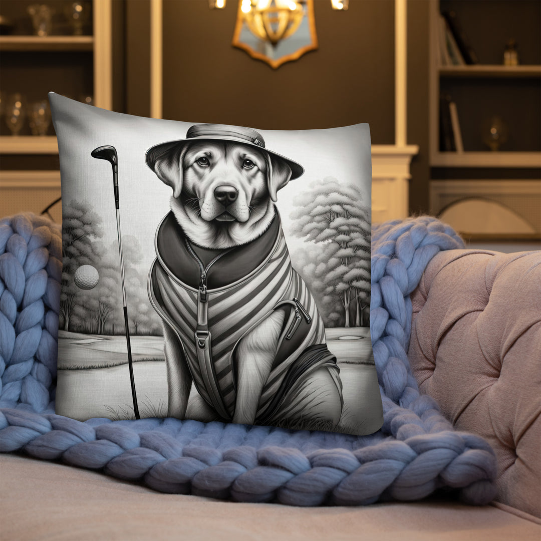 Premium Pillow-Labrador Retriever Golfer V7