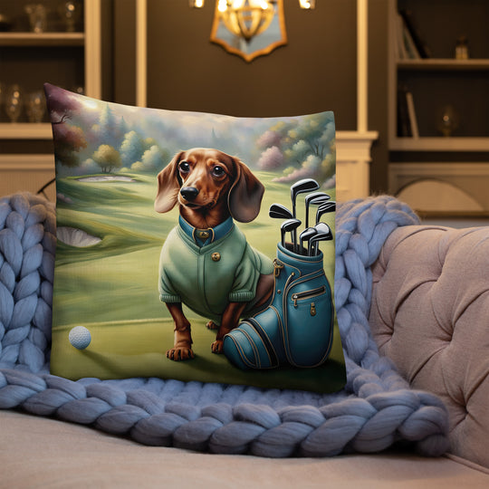 Dachshund Golfer- Premium Pillow