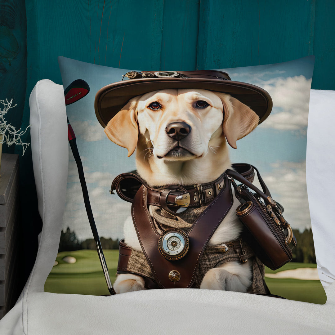 Premium Pillow-Labrador Retriever Golfer V20