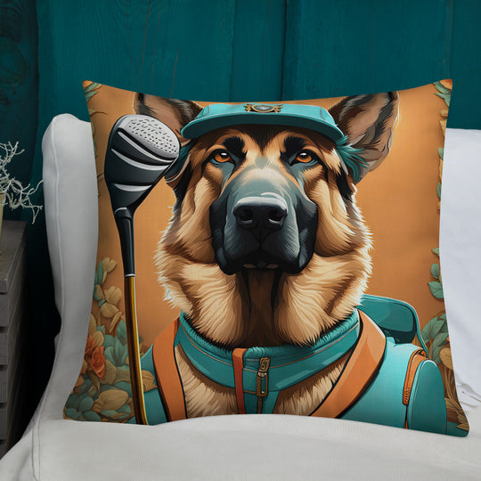 German Shepherd Golfer- Premium Pillow