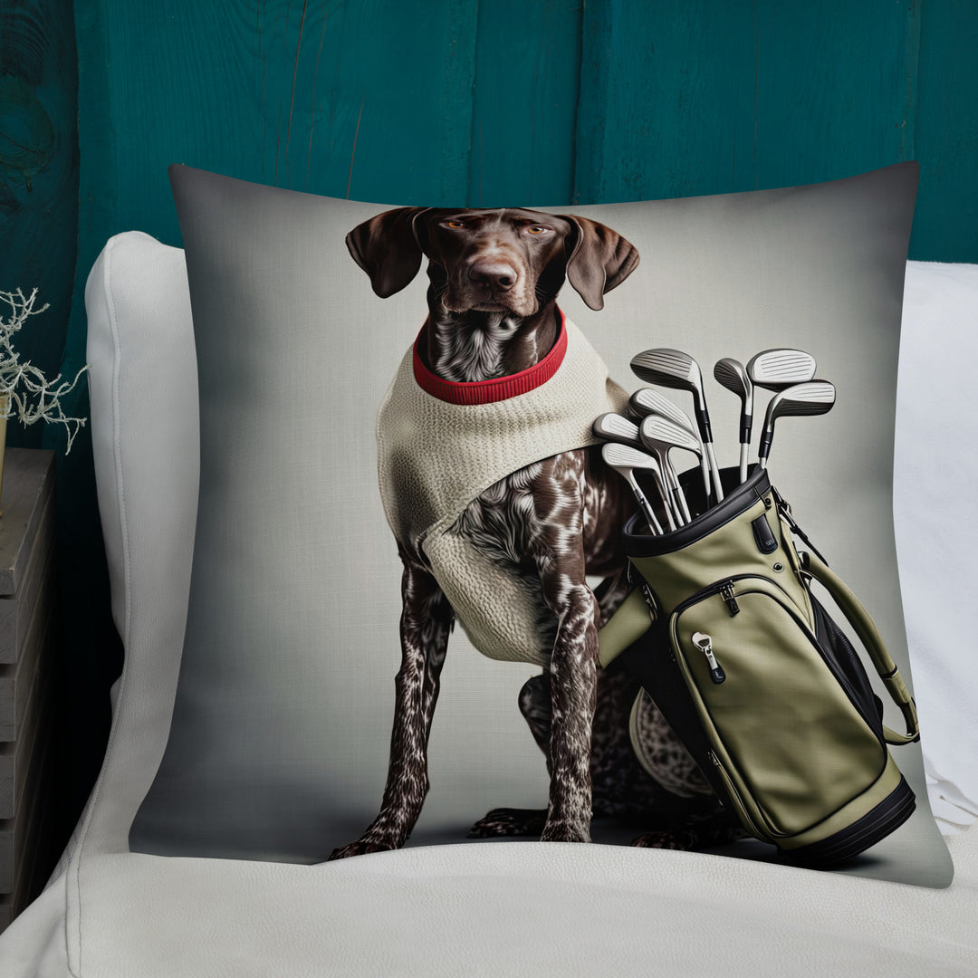 German Shorthaired Pointer Golfer- Premium Pillow v4