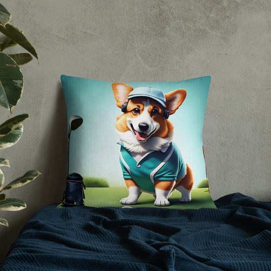 Pembroke Welsh Corgi Golfer- Premium Pillow