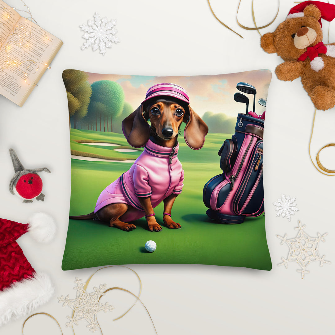 Dachshund Golfer- Premium Pillow v2