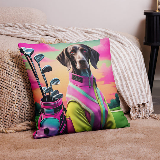 German Shorthaired Pointer Golfer- Premium Pillow v3