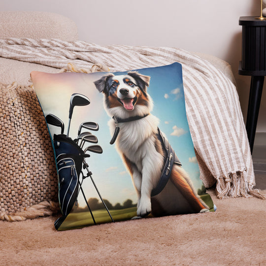 Australian Shepherd Golfer- Premium Pillow