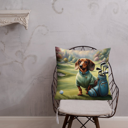 Dachshund Golfer- Premium Pillow