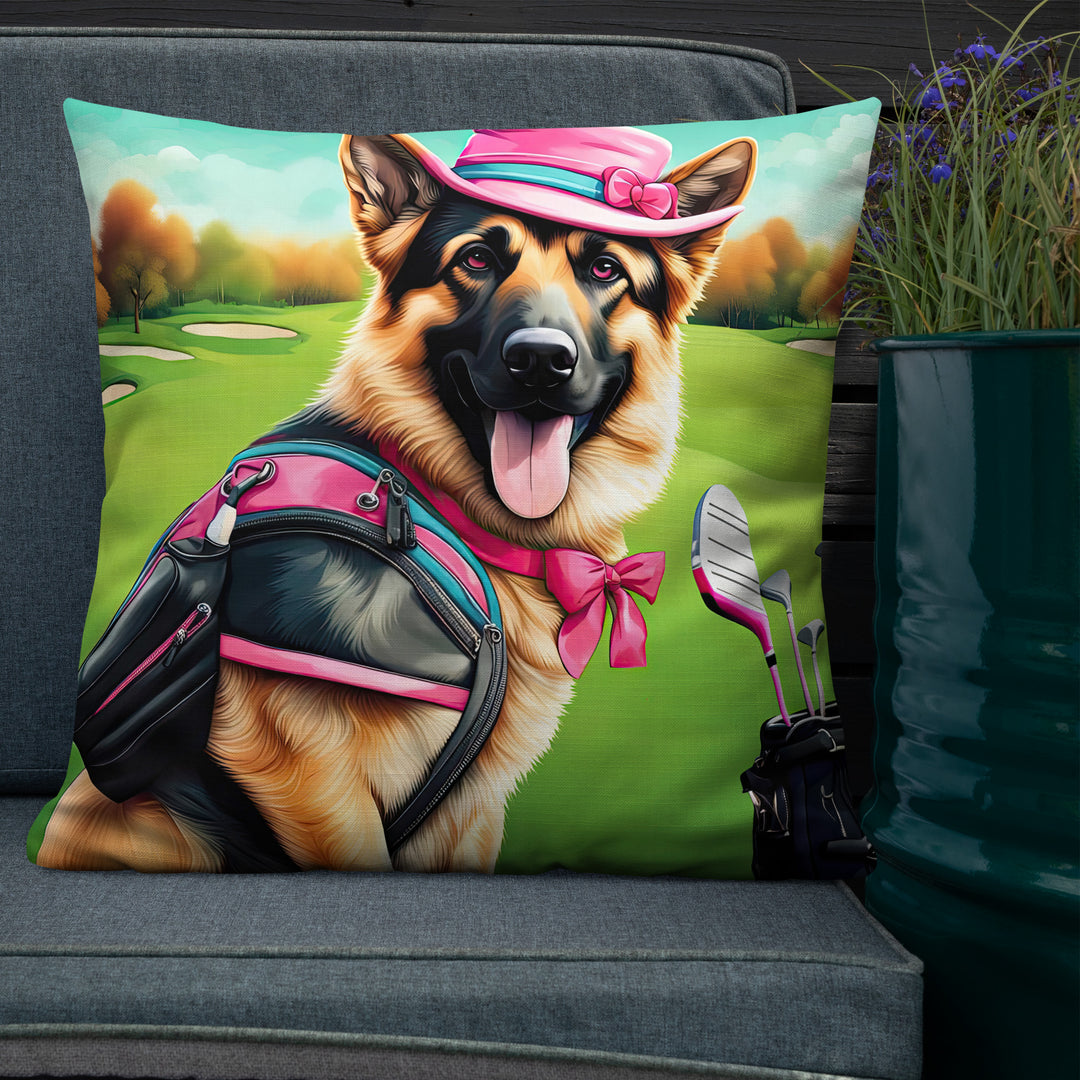 German Shepherd Golfer- Premium Pillow v2