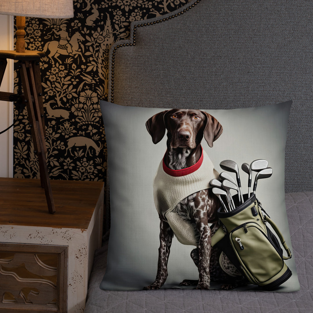 German Shorthaired Pointer Golfer- Premium Pillow v4