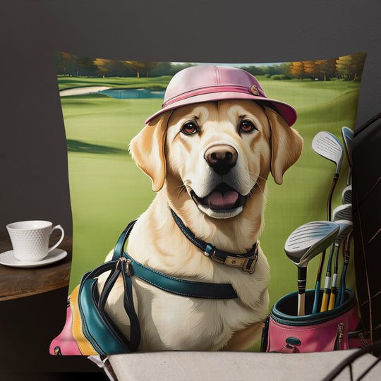 Premium Pillow-Labrador Retriever Golfer V19