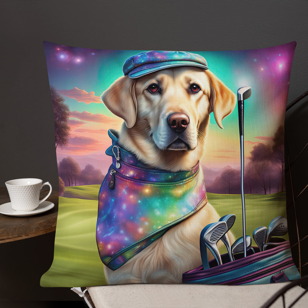 Premium Pillow-Labrador Retriever Golfer V21