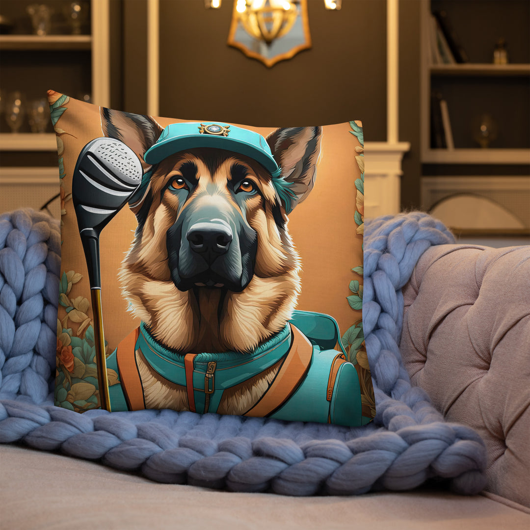 German Shepherd Golfer- Premium Pillow