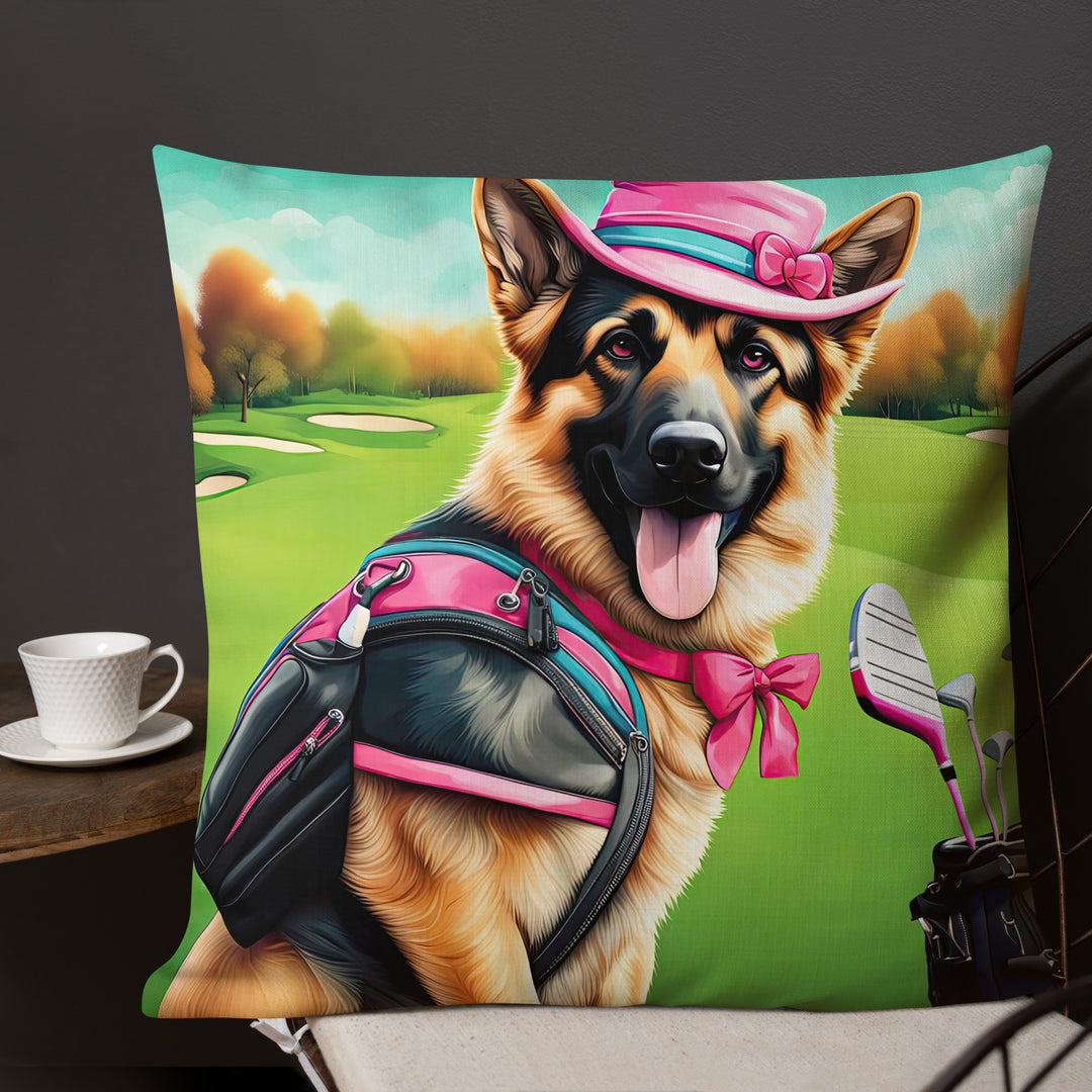 German Shepherd Golfer- Premium Pillow v2