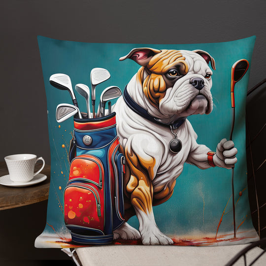 Bulldog Golfer- Premium Pillow