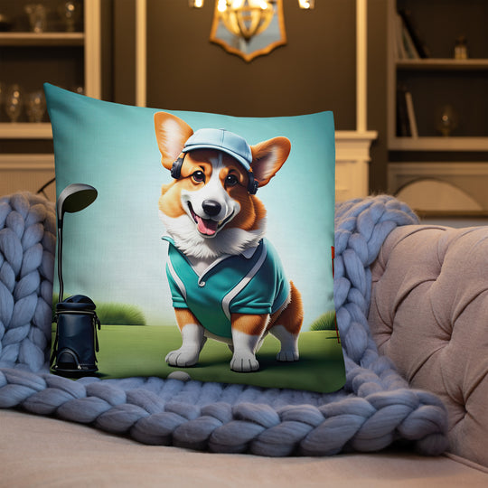 Pembroke Welsh Corgi Golfer- Premium Pillow