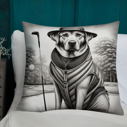 Premium Pillow-Labrador Retriever Golfer V7