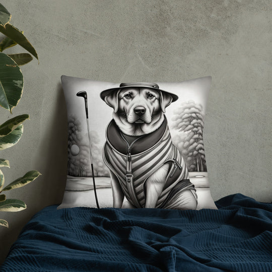 Premium Pillow-Labrador Retriever Golfer V7