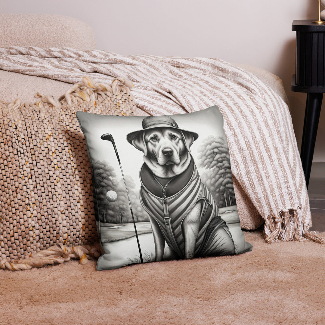 Premium Pillow Case-Labrador Retriever Golfer V7