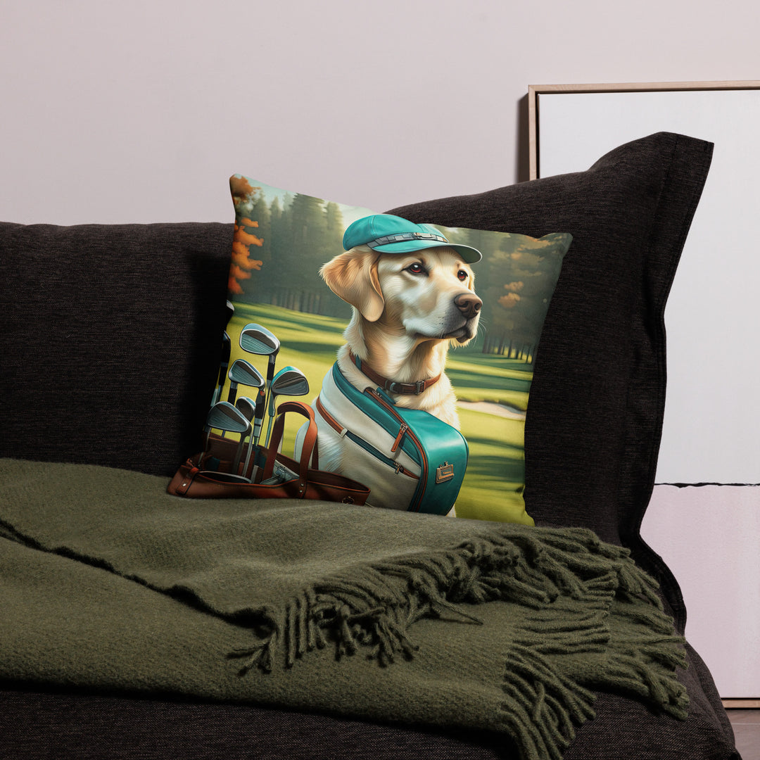 Premium Pillow Case-Labrador Retriever Golfer V10