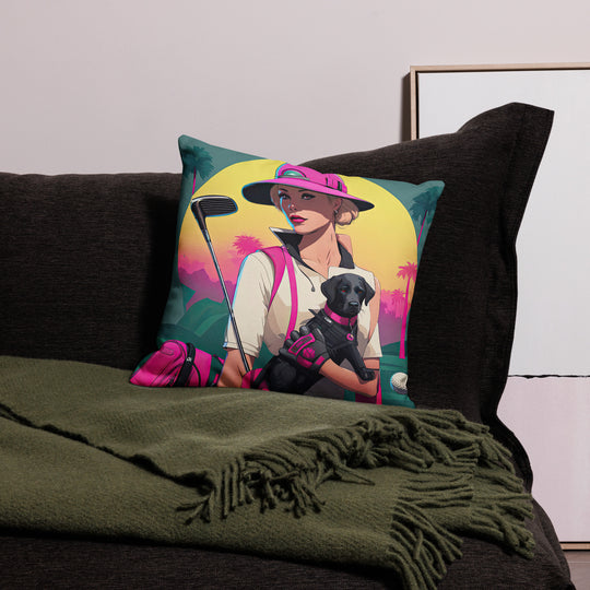 Premium Pillow Case-Labrador Retriever Golfer V2