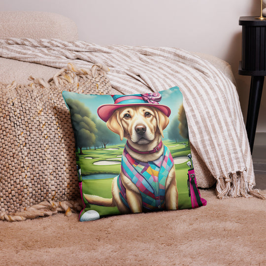 Premium Pillow Case-Labrador Retriever Golfer V9