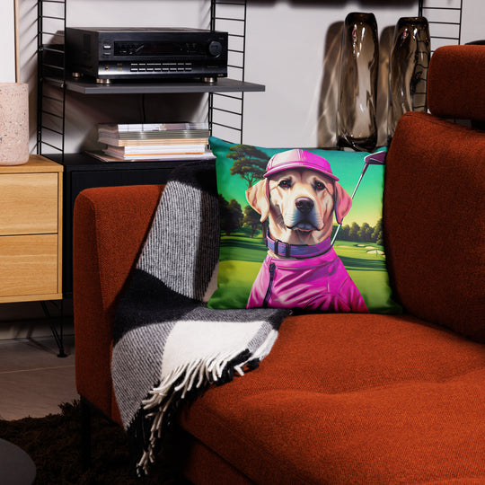 Premium Pillow Case-Labrador Retriever Golfer V16