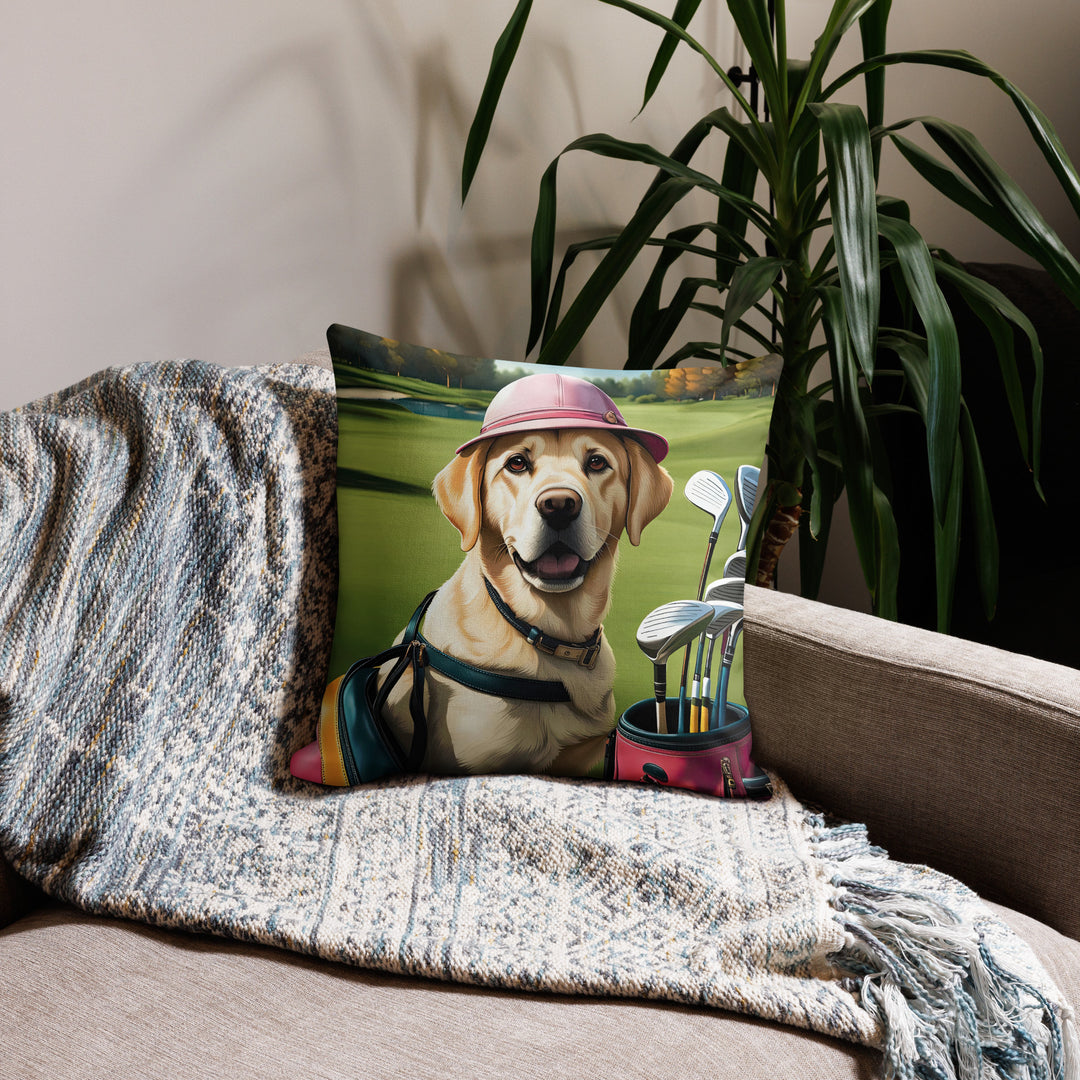 Premium Pillow Case-Labrador Retriever Golfer V19