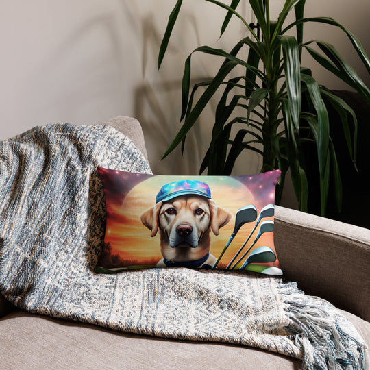 Premium Pillow Case-Labrador Retriever Golfer V13