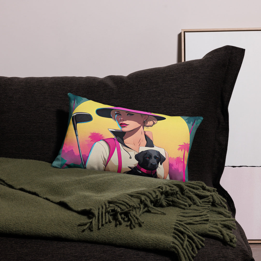 Premium Pillow Case-Labrador Retriever Golfer V2