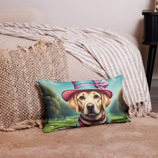 Premium Pillow Case-Labrador Retriever Golfer V9