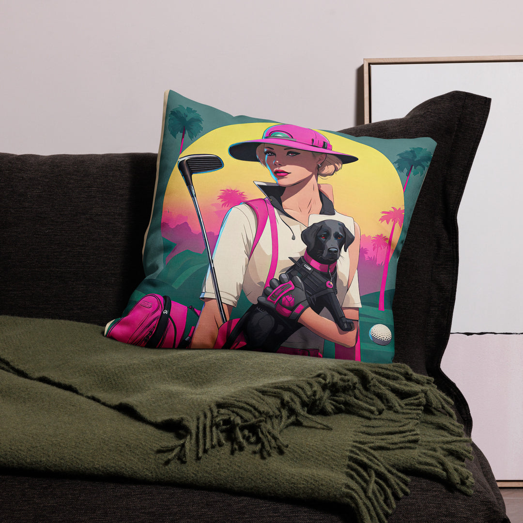 Premium Pillow Case-Labrador Retriever Golfer V2